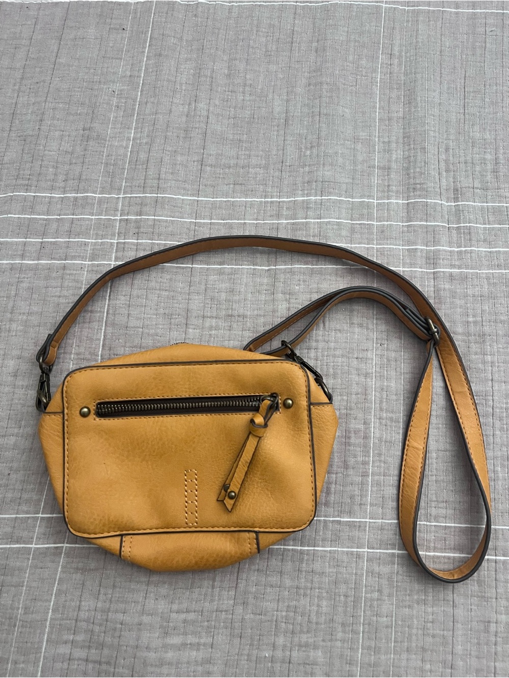 Mustard Yellow Crossbody Bag with Front Zip Pocket